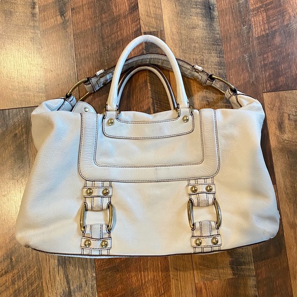 BANANA REPUBLIC Cream Leather Large Satchel Bag - Picture 2 of 8